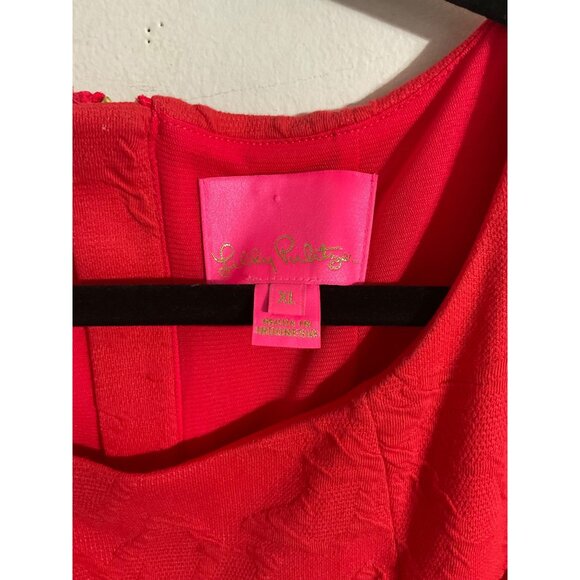 Lilly Pulitzer Knowles Ruby Red Textured Puff Sleeve Dress XL - Picture 6 of 15